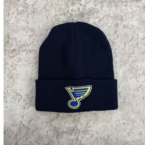 St Louis Blues NHL Hockey Team Embroidered Logo Knit Beanie Hat‎ Navy Blue